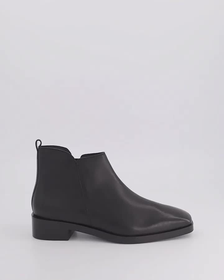 Lili Leather Ankle Boot -  black
